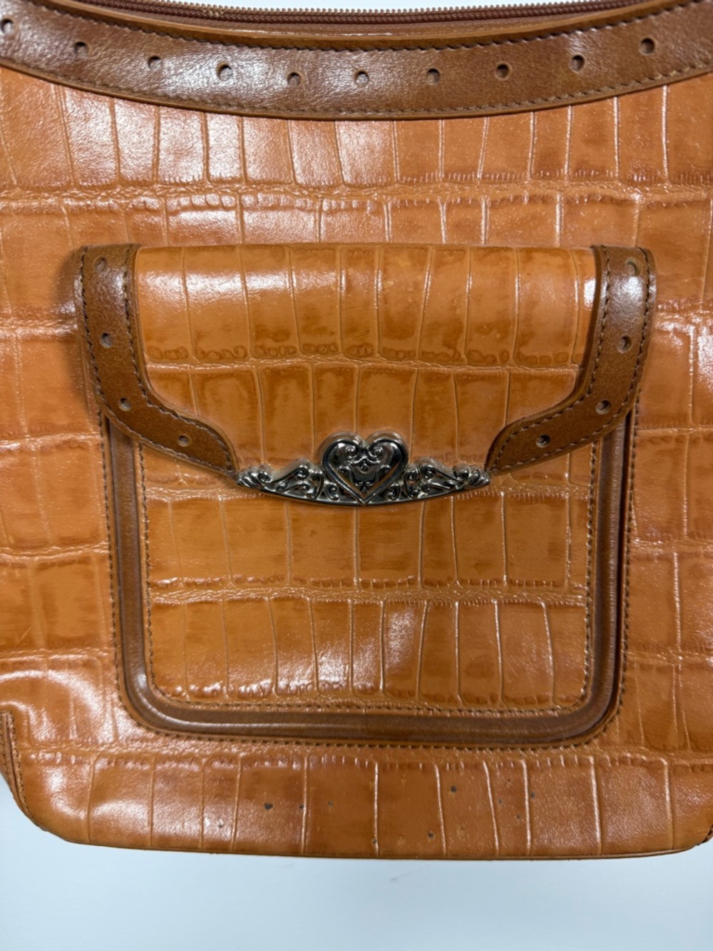 Faux Croc Embossed Western Vegan Leather Bag - Picture 2 of 10
